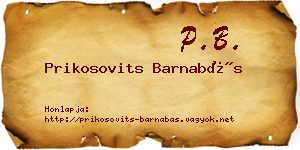 Prikosovits Barnabás névjegykártya
